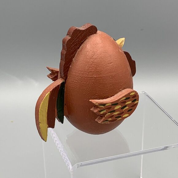 Vtg Folk Art Hand Painted Wood Chicken Rooster Figurine Signed JT '95 Farmcore - Picture 5 of 9